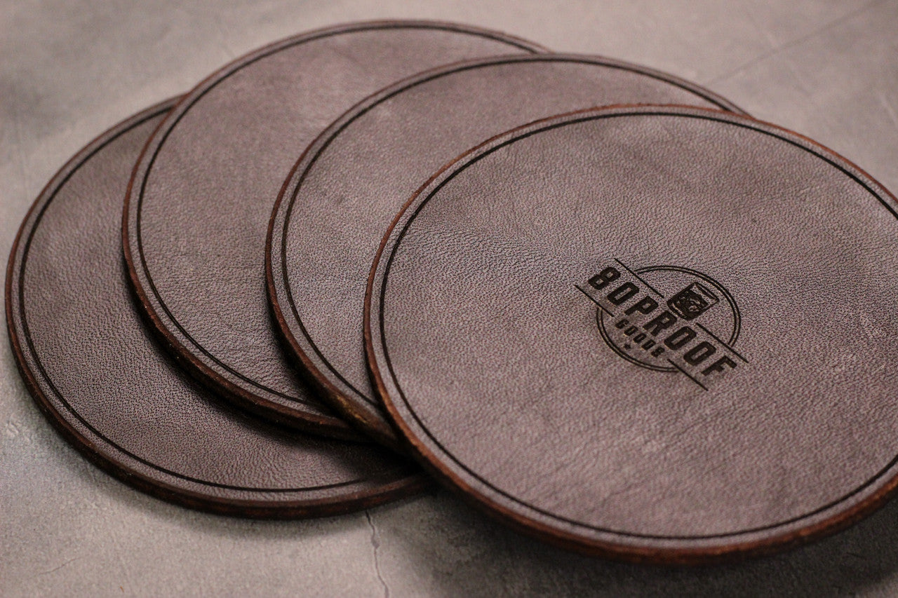 Leather Coaster Set (4) - Dark Brown