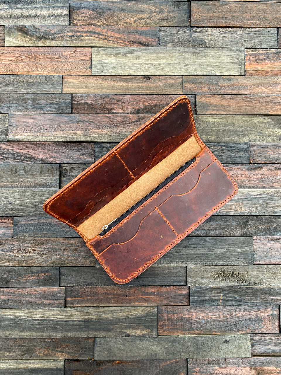 Leather Women's Long Wallet - English Tan Harvest