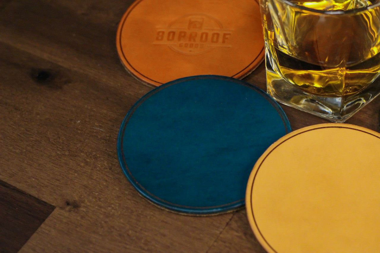 Leather Coaster Set (4) - Walnut Minerva