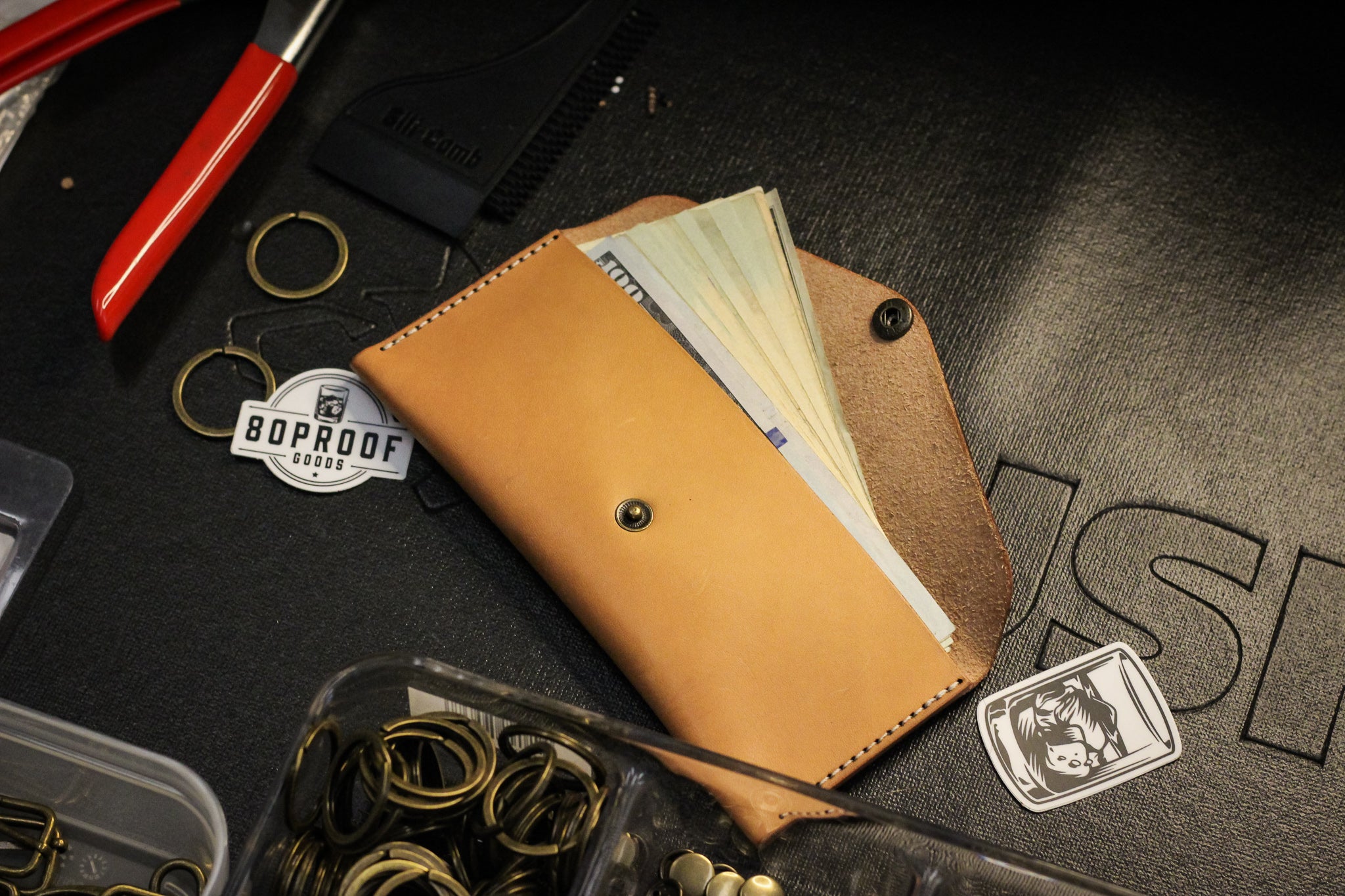 Leather Money Envelope - Natural Minerva