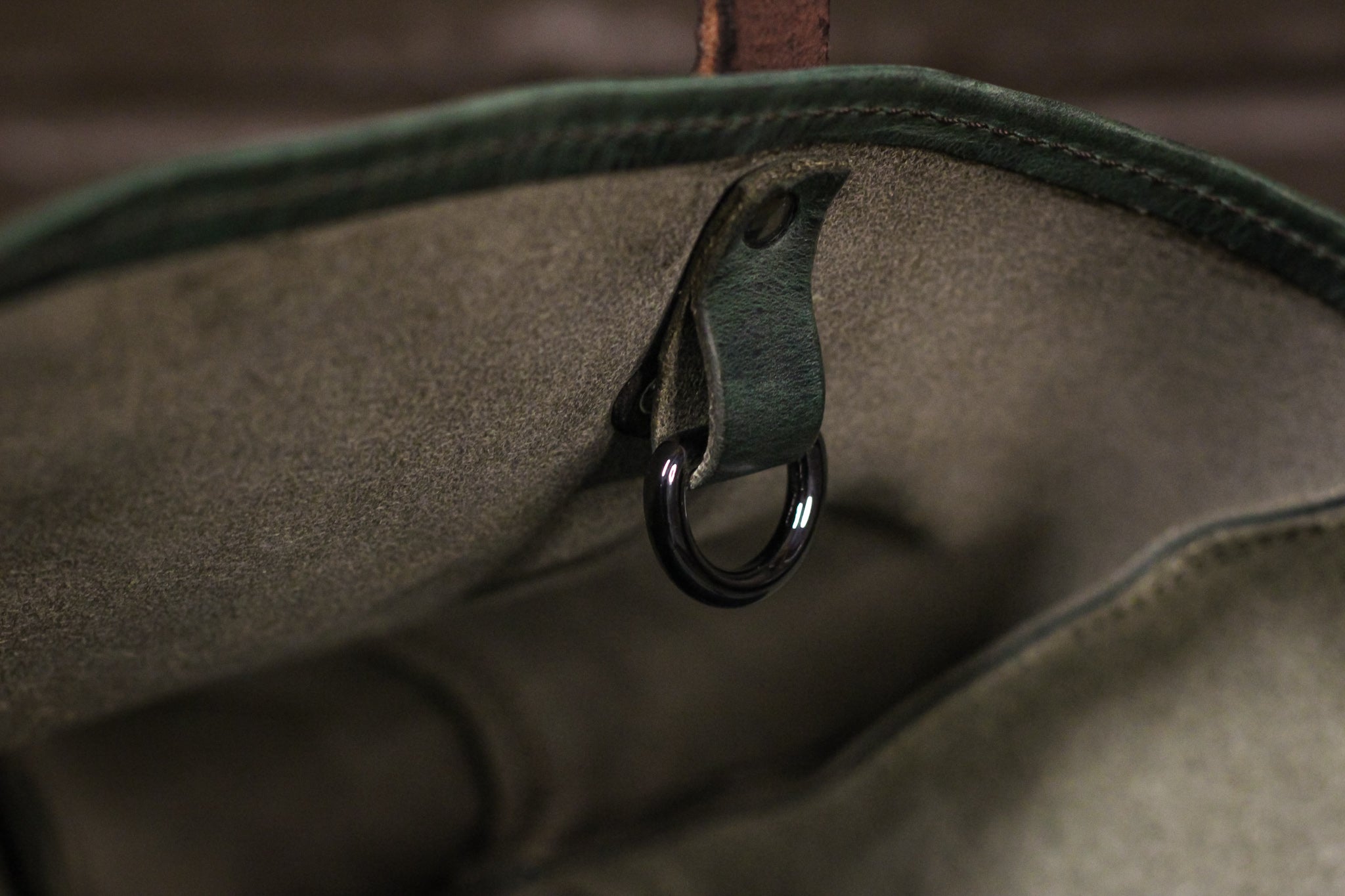 Double Panel Leather Tote Bag - Evergreen