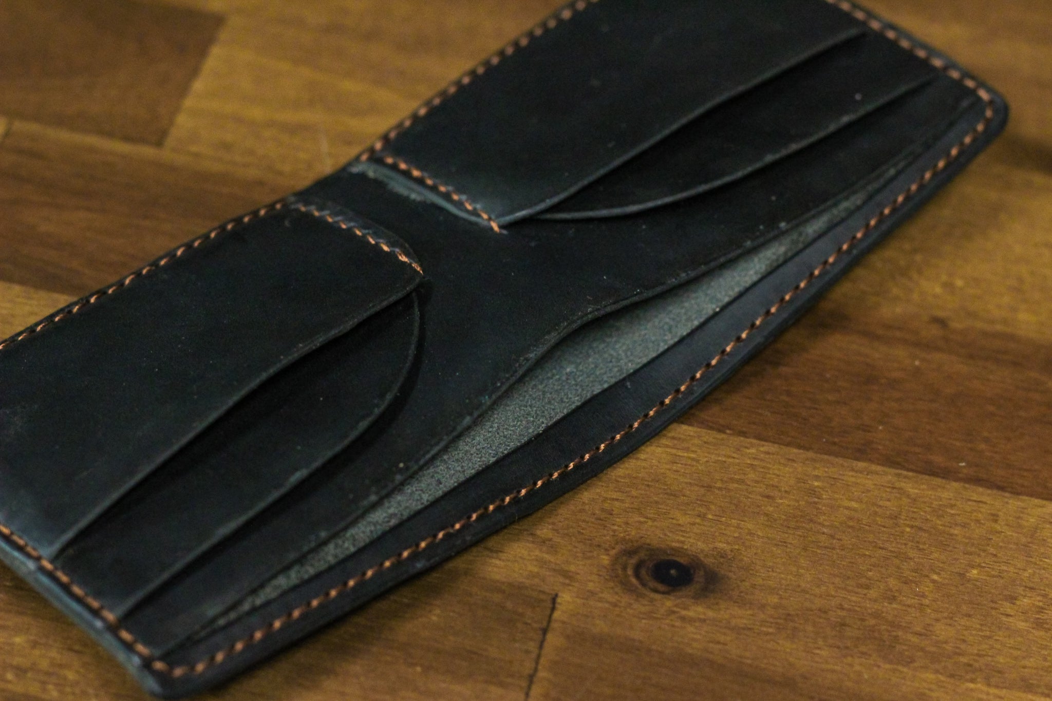 Leather 5 Pocket Wallet - Black Minerva