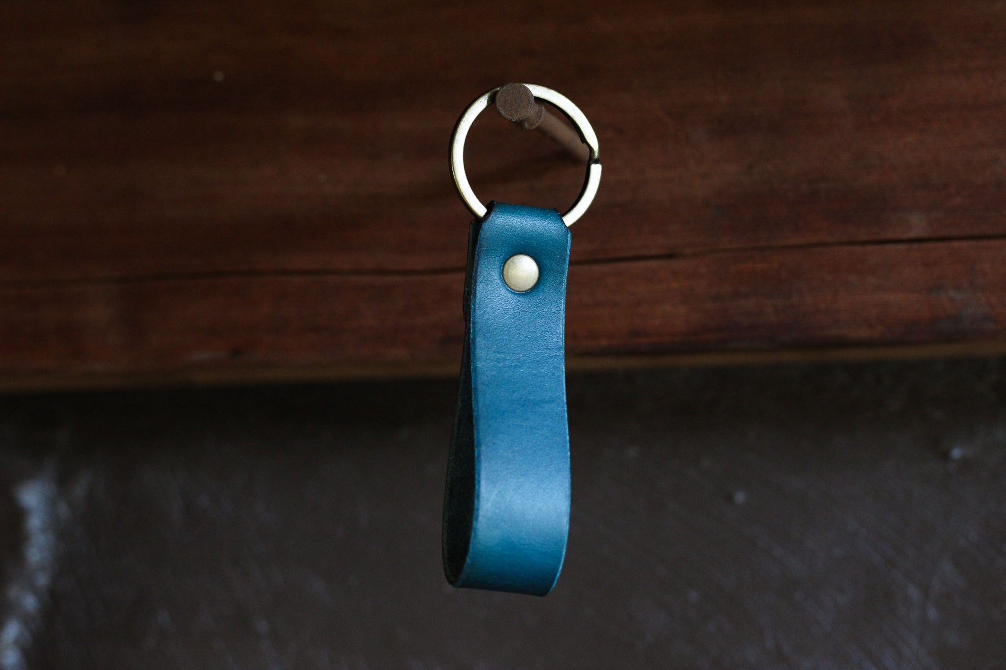 Leather Keychain - Turquoise Minerva