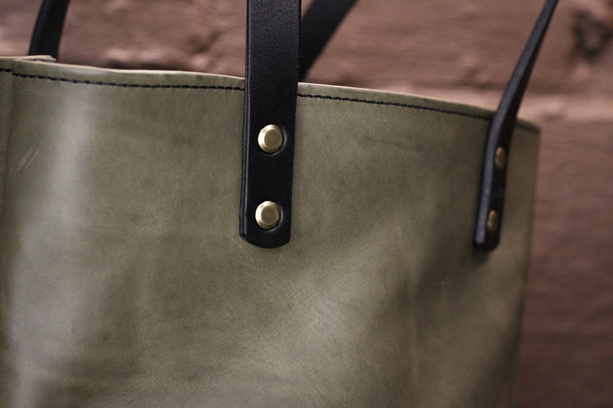 Double Panel Leather Tote Bag - Grey Minerva & Black Balmoral